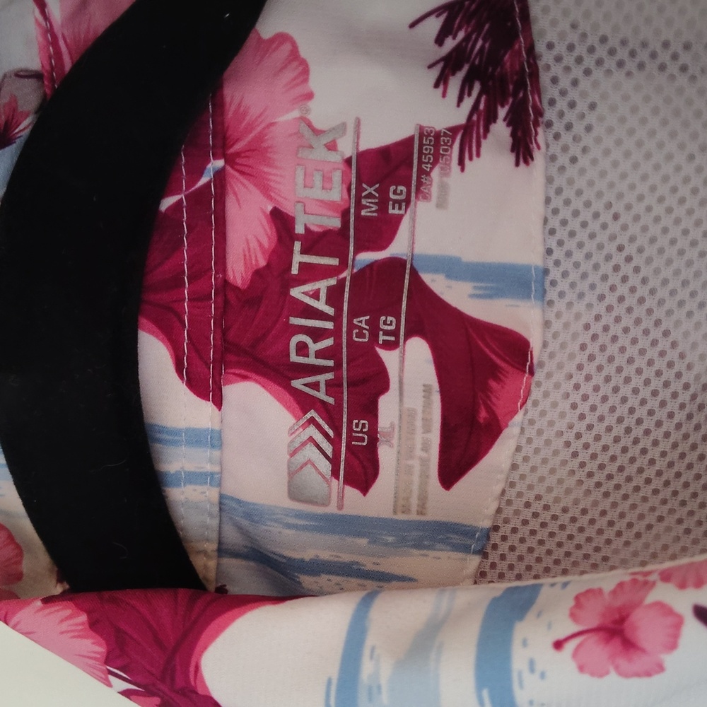 Ariat Ladies VentTEK Long Sleeve Button Up Shirt White Hawaiian Cowgirl Size XL - Picture 6 of 16